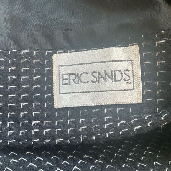 Vintage 80s Eric Sands Women’s Medium Black Tweed Hidden Button Blazer Jacket - Picture 10 of 11